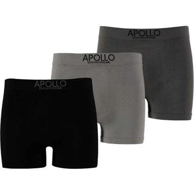 Afbeelding van Apollo Boxershort Seamless Heren Katoen Zwart/grijs 3 Stuks Mt L