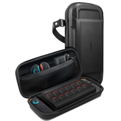 Afbeelding van Spigen Rugged Armor Pro Beschermhoes Compatibel met Nintendo Switch 2 2025 Harde Draagtas Case Game Card Storage en Accessoires Zwart