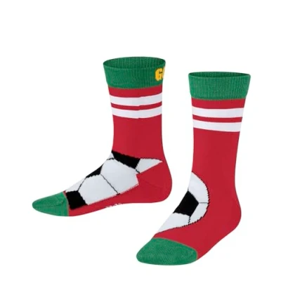 Afbeelding van FALKE Uniseks kind Sokken Active Soccer K SO Katoen Functioneel material Gedessineerd 1 Paar, Rood (Red 8009), 23 26