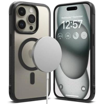 Afbeelding van Ringke Fusion Bold Magnetic Compatibel met iPhone 15 Pro Case, Sterke Magneet Stevige Grip Minimale Vergeling Anti Vingerafdruk Schokbestendige Bumper Cover Matte Black