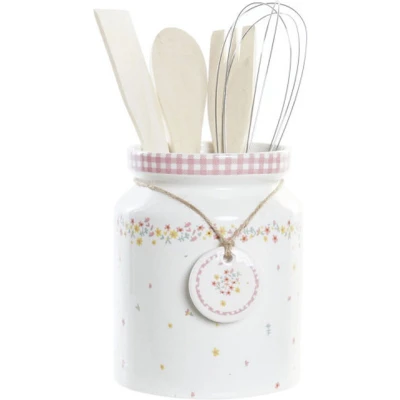 Afbeelding van Set Keukengerei DKD Home Decor Blommor Dolomite Hout MDF 12 x 22 cm