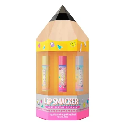 Afbeelding van Lip Smacker, Back to School Collection, Pencil Box Balm Trio, 3 delige Lippenbalsem Set Kinderen, Giftset in Schattig Potlood vormige doos, Leuke Kinderen