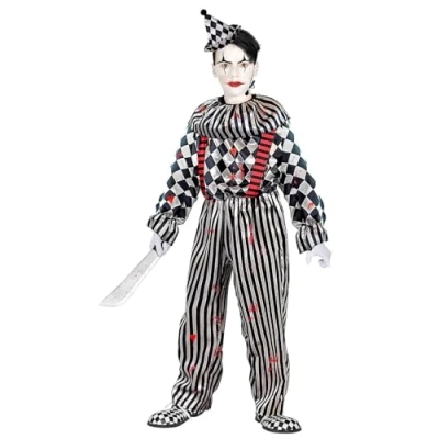 Afbeelding van Widmann Monster &amp; Griezel Kostuum Op Zoek Naar Bloed Enge Clown Kind Zwart / Wit Maat 140 Halloween Verkleedkleding