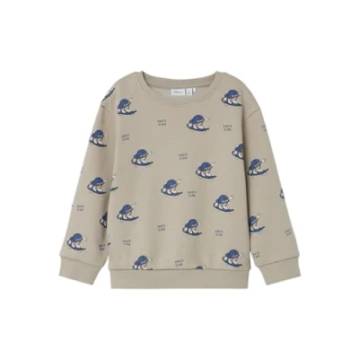 Afbeelding van NAME IT MINI sweater NMMOTTO met all over print beige/blauw