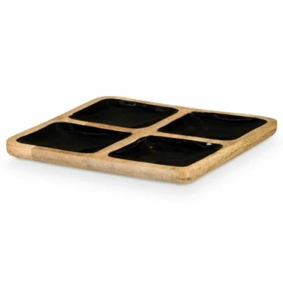 Afbeelding van Dienblad met Vakjes GiftDecor MALI 991 B Zwart 31 x 3 cm (6 Stuks)