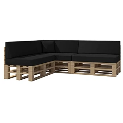 Afbeelding van Chilly Pilley Pallet Kussen Tuin Waterdicht Pad Binnen Buiten Wasbaar Verwijderbaar Zitkussen Rugkussen (Set Van 8, Zwart)
