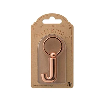 Afbeelding van IF Sleutelhanger van metaal, personaliseerbaar, letters, roségoud, J