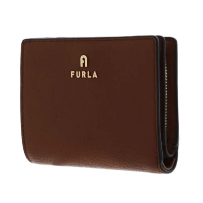 Afbeelding van FURLA Leren Portemonnee Camelia Compact Wallet Cognac H Bruine