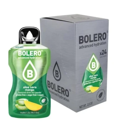 Afbeelding van Bolero ALOE VERA MANGO 24x3g Limonadepoeder zonder suiker, gezoet met Stevia + Vitamine C Geschikt voor kinderen, sporters en diabetici Glutenvrij veganistisch De smaak van gemengde bessen