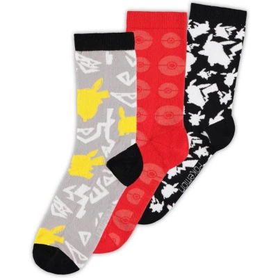 Afbeelding van Pokémon Crew Socks 3 Pack (Pikachu &amp; Pokeballs)
