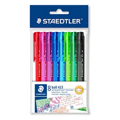 Afbeelding van STAEDTLER 42335MPB8 Balpen, lijnbreedte M, 0,45 mm, schacht in schrijfkleur, 8 stuks polyzak
