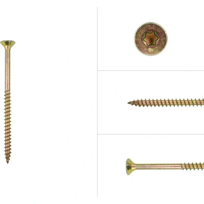 Afbeelding van Spaanplaatschroeven Geel Verzinkt 5 x 80 mm Torx 25 met snijpunt Doos 200 Stuks