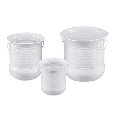 Afbeelding van Relaxdays bloempot 3 stuks bloembak antiek plantenbak ijzer plantenpot rond C