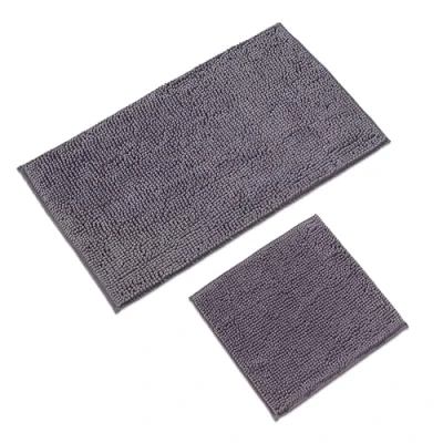 Afbeelding van WohnDirect Badmatset, 2 delig, grijs, wc mat (45 x 45 cm), badmat (50 80 antislip, wasbaar, zonder uitsparing