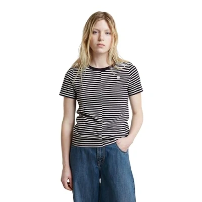Afbeelding van G STAR Front SEAM Tshirt print, Dames, Maat: Large, Osaka blue it chalk stripe