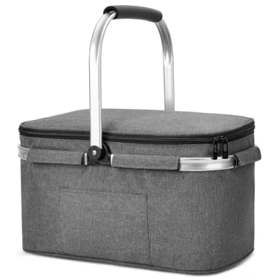Afbeelding van ALLCAMP Grote isoleermand, 32 liter, koeltas, picknickmand, isolatietas, koelmand, koelbox, donkergrijs