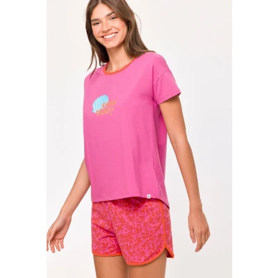 Afbeelding van Woody Meisjes Dames Pyjama fuchsia maat 152/12J