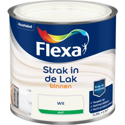 Afbeelding van flexa strak in de lak binnenlak mat wit 0.25 ltr