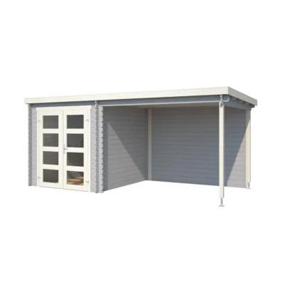 Afbeelding van Blokhut Helena 492,2x250 cm Platinum Grey wit Gecoat