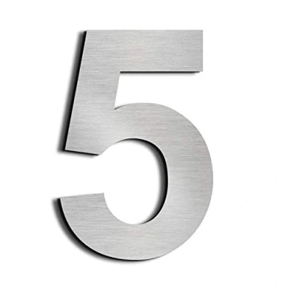 Afbeelding van Groot modern huisnummer van massief 304 roestvrij staal,15,3 cm/6in,geborsteld oppervlak zweefeffect,eenvoudig te monteren（6in 5）
