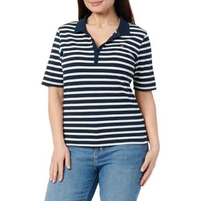 Afbeelding van Tommy Hilfiger Tshirt print Dark night navy/ ecru, Dames, Maat: 3XL, ecru