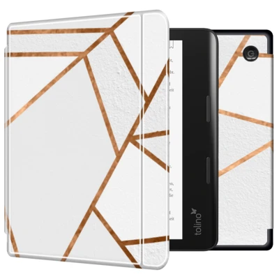 Afbeelding van Kobo Sage Hoes: iMoshion Design Slim Hard Case Bookcase White Graphic Kunstleder E Reader Hoezen