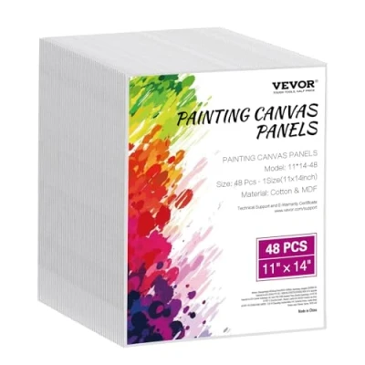 Afbeelding van VEVOR Canvas Boards Canvases 48 stuks 280x355mm Schilderdoek Wit Olieverfschilderij