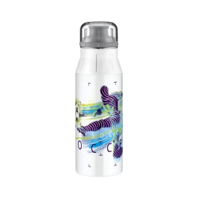 Afbeelding van alfi Roestvrijstalen drinkfles ElementBottle 600 ml voetbal wit, roestvrij stalen fles absoluut dicht bij koolzuur, BPA vrij, voor kinderen