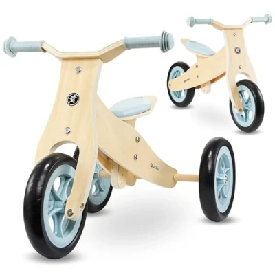 Afbeelding van HyperMotion Houten driewieler voor een kind vanaf 18 maanden, kinderloopfiets 2 in 1 Percy, fietsen peuters, loopfiets jongen en meisje jaar, verstelbare zitting