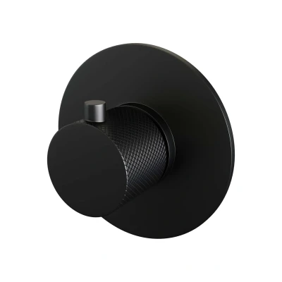 Afbeelding van Brauer Black carving inbouw douchethermostaat inbouwdeel 1 knop mat zwart Minimalistisch design