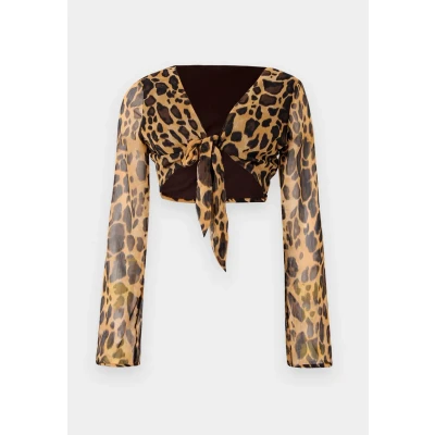 Afbeelding van ONLY Onlasta LIFE TIE Blouse, Dames, Maat: XL, Black/warm leo