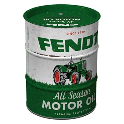 Afbeelding van Nostalgic Art Retro spaarblik, 600 ml, Fendt All Season Motor Oil Cadeau idee voor tractor fans, Official License Product (OLP), spaarvarken van metaal, vintage spaarpot