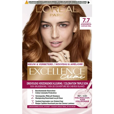 Afbeelding van 1+1 gratis: L&#039;Oréal Excellence Crème Permanente Crèmekleuring 7.7 Honingbruin