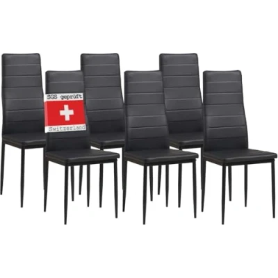Afbeelding van Albatros eetkamerstoelen MILANO, set van 6, zwart