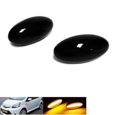 Afbeelding van RZG 2x Zwart Gerookte Lens Zijindicator Amber Led Marker Repeater Licht voor 2005 Aygo 2013 Proace 2007 16 Scudo