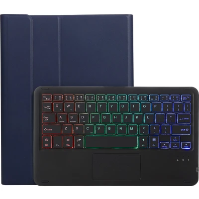 Afbeelding van Case2go Bluetooth Toetsenbord hoes geschikt voor Apple iPad 10 10.9 Inch (2022) QWERTY met verlichting Touchpad Donker Blauw