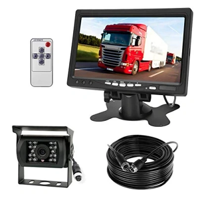 Afbeelding van 4Pin 18 leds waterdicht nachtzicht voertuig met ondersteuning van achteruitkijkcamera 15M luchtvaart kabel + 7inch TFT LCD HD 800 * 480 kleurenmonitor weergave voor RV/vrachtwagen, aanhanger/bus