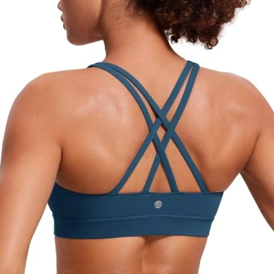 Afbeelding van CRZ Yoga Dames Strappy Back Draadloze Gewatteerde Workout Sport BH Franse marine L