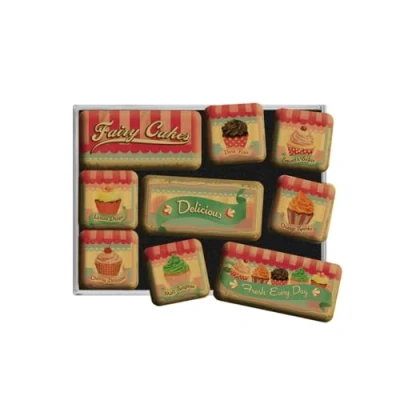 Afbeelding van Nostalgic Art Retro Koelkast Magneten, Fairy Cakes Delicious Geschenkidee voor de keuken, Magneetset magneetbord, Vintage design, 9 stuks