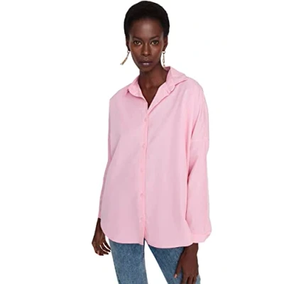 Afbeelding van Trendyol Lichtblauw Katoenen Oversized Geweven Overhemd Met Brede Pasvorm Twoss22Go0669