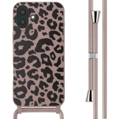Afbeelding van Apple iPhone 16 Plus Hoesje Siliconen en TPU (zacht) imoshion Softcase/Koordhoesje/Backcover Animal Pink Telefoonhoesje
