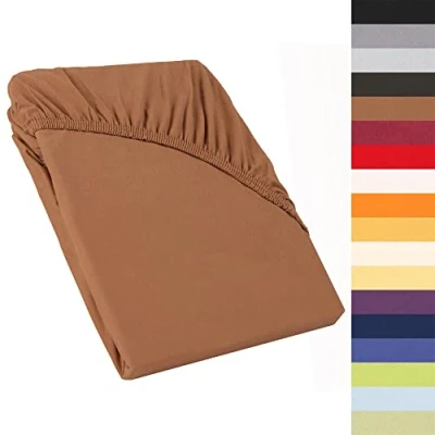 Afbeelding van CelinaTex Perla boxspringbed waterbed topper hoeslaken 90x200 100x200 cm chocoladebruin katoen bedlaken 5001484