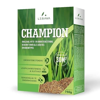 Afbeelding van LERAVA® CHAMPION graszaad voor zon 150m² droogtetolerant en waterbesparend gazonzaad loopvlakbestendig slijtvast geschikt alle locaties grondsoorten &#039;Made in Italy&#039;