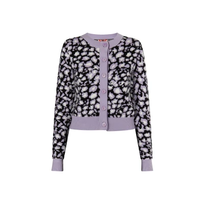 Afbeelding van myMo ROCKS Gebreid vest &#039;Blonda&#039; lichtlila / zwart wit