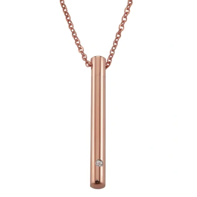 Afbeelding van Traveller Ashanger met Ketting Rosékleurig Edelstaal Rose Zirkonia koker Verstelbare 45 + 5 cm Rosé Verguld 181140