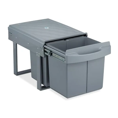Afbeelding van Relaxdays inbouw prullenbak 15l 2x8l 3 vakken vuilnisbak afvalscheidingsbak