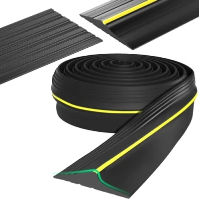 Afbeelding van Garagedeurafdichting, garagedeur drempelafdichting, universele deurrubber, doe het zelf bodem weerbestendige drempelafdichtingsstrip, geschikt om garages schoon en droog te houden (4,8 m, zwart)
