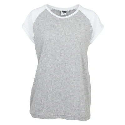 Afbeelding van Urban Classics Contrast Raglan Tshirt print, Dames, Maat: XXL, Grey/white
