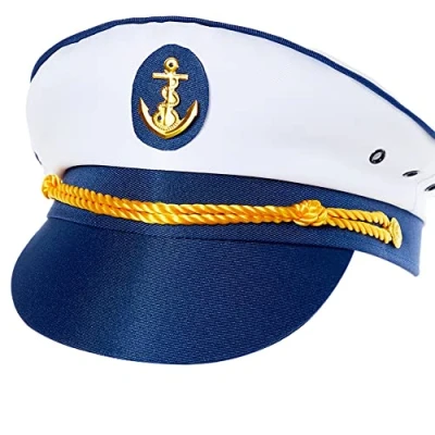 Afbeelding van Rubies Carnaval verkleed pet kapitein/zeeman blauw/wit volwassenen one size