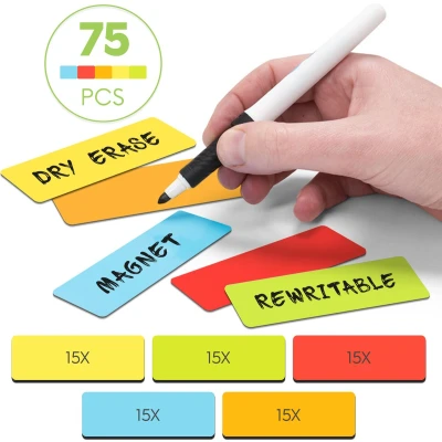 Afbeelding van 2DOBOARD Whiteboard Magneten Balk 7,5 x 2,5 cm 5 kleuren 75 stuks